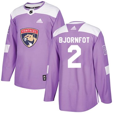 Authentic Adidas Youth Tobias Bjornfot Florida Panthers Fights Cancer Practice Jersey - Purple