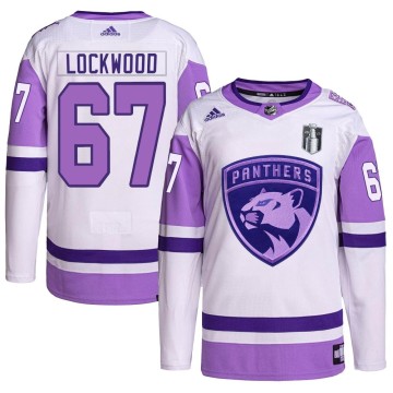 Authentic Adidas Youth William Lockwood Florida Panthers Hockey Fights Cancer Primegreen 2023 Stanley Cup Final Jersey - White/P