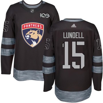 Authentic Men's Anton Lundell Florida Panthers 1917-2017 100th Anniversary Jersey - Black