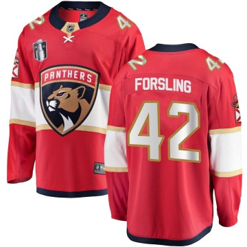 Breakaway Fanatics Branded Men's Gustav Forsling Florida Panthers Home 2023 Stanley Cup Final Jersey - Red