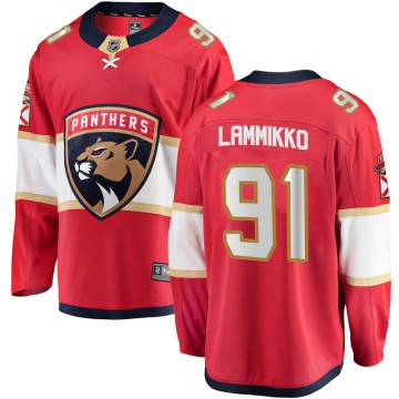 Breakaway Fanatics Branded Men's Juho Lammikko Florida Panthers Home Jersey - Red