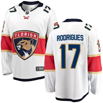Breakaway Fanatics Branded Youth Evan Rodrigues Florida Panthers Away Jersey - White