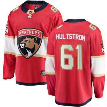 Breakaway Fanatics Branded Youth Linus Hultstrom Florida Panthers Home Jersey - Red